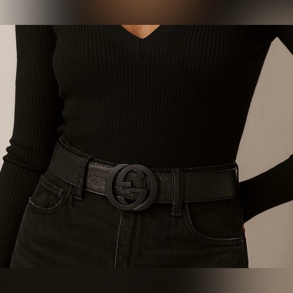 Black Gucci Interlocking G Logo Belt